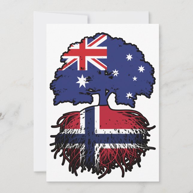 Norway Norwegian Australian Australia Tree Roots Invitation (Front)
