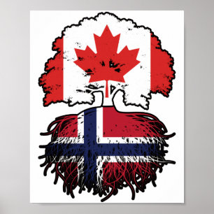 Norway Norwegian Canadian Canada Tree Roots Flag Poster