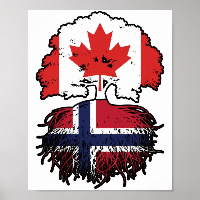 Norway Norwegian Canadian Canada Tree Roots Flag Poster (Front)