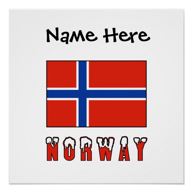 Norway Norwegian Flag Black Personalisation  Poster (Front)