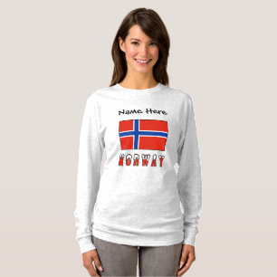 Norway Norwegian Flag Black Personalisation T-Shirt