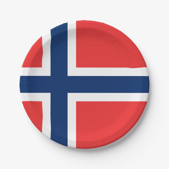 Norway (Norwegian) Flag Paper Plate (Front)
