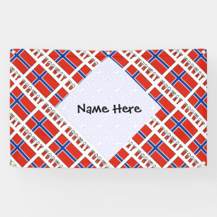 Norway Norwegian Flag Tiled Black Personalisation  Banner