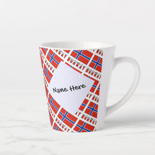 Norway Norwegian Flag Tiled Black Personalisation Latte Mug