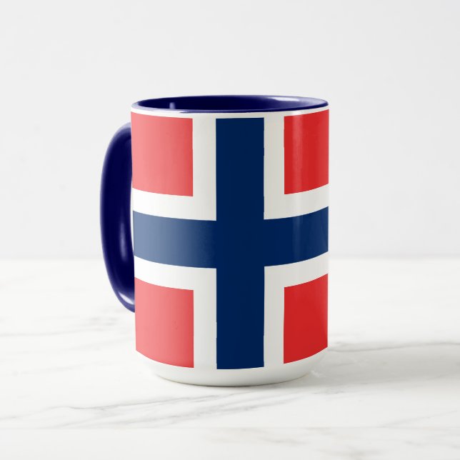 Norway, Norwegian flag, with coat of arms Mug (Front Left)