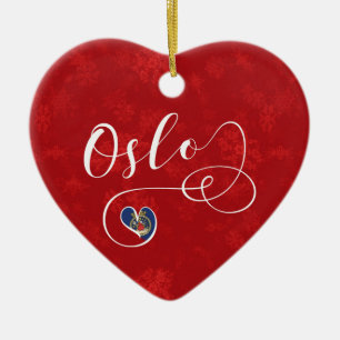 Norway Oslo Heart, Christmas Tree Ornament