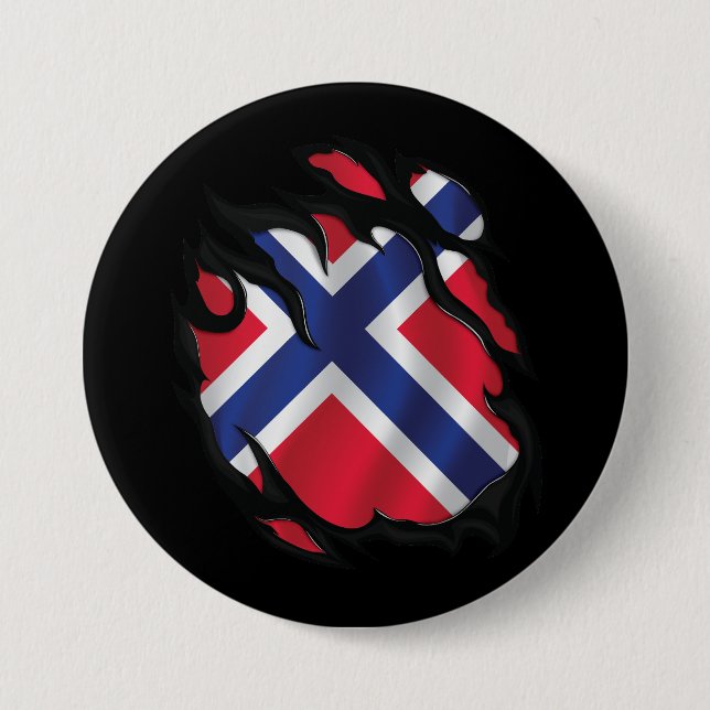 Norway Ripped Flag 7.5 Cm Round Badge (Front)