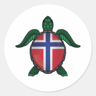 Norway sea turtle flag classic round sticker