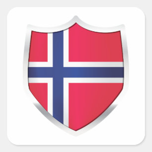 Norway Silver Shield Flag Square Sticker