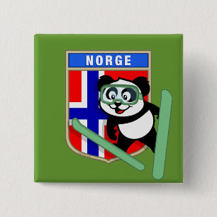 Norway Ski-jumping Panda 15 Cm Square Badge