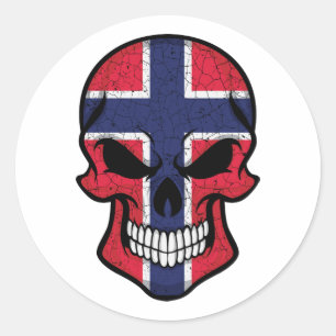 Norway Smiling Skull Flag Classic Round Sticker