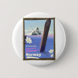 Norway Snowboarding vintage style travel poster 6 Cm Round Badge