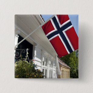 Norway, Stavanger. Historic downtown views. 15 Cm Square Badge
