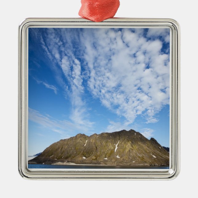 Norway, Svalbard, Clouds above steep cliffs Metal Tree Decoration (Front)