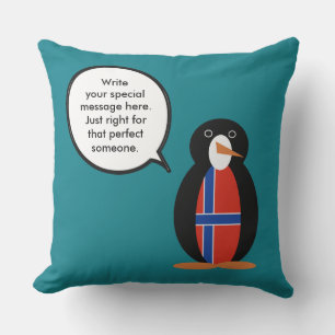 Norway Talking Ms Penguin Personalised Cushion