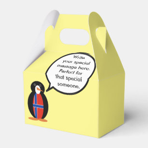 Norway Talking Ms Penguin Personalised  Favour Box
