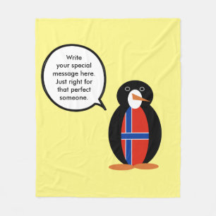 Norway Talking Ms Penguin Personalised  Fleece Blanket