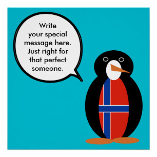 Norway Talking Ms Penguin Personalised Poster