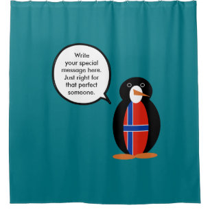 Norway Talking Ms Penguin Personalised  Shower Curtain