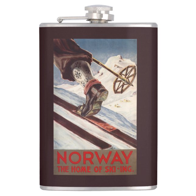 Norway - The Home of Skiing Hip Flask (Front)
