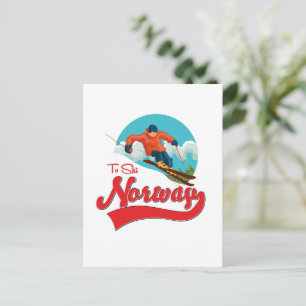 Norway to Ski logo. Postcard