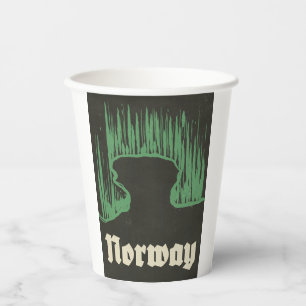 Norway travel ski poster paper cups
