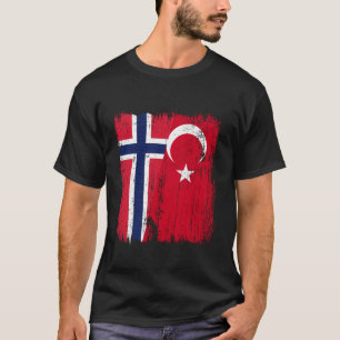 Norway Turkey Half Flag Turkiye Norwegian Turkish T-Shirt