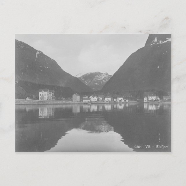 Norway Vik Eidfjord Vintage Postcard (Front)