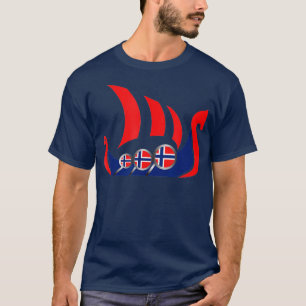 Norway Viking Ship  Norwegian Flag Dragon Boat T-Shirt