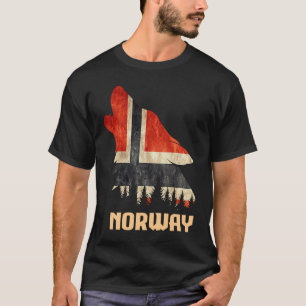Norway Vintage Flag Wolf Scandinavia Norge Souveni T-Shirt