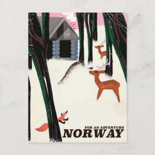 Norway vintage travel poster landscape postcard
