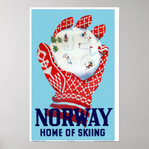 Norway Vintage Travel Poster Restored