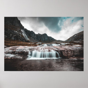 Norway Waterfall Landscape Photography Poster