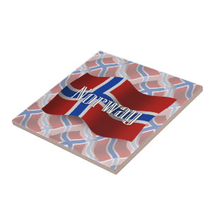 Norway Waving Flag Ceramic Tile