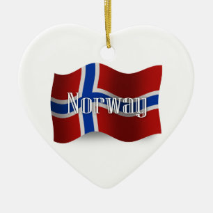 Norway Waving Flag Ceramic Tree Decoration