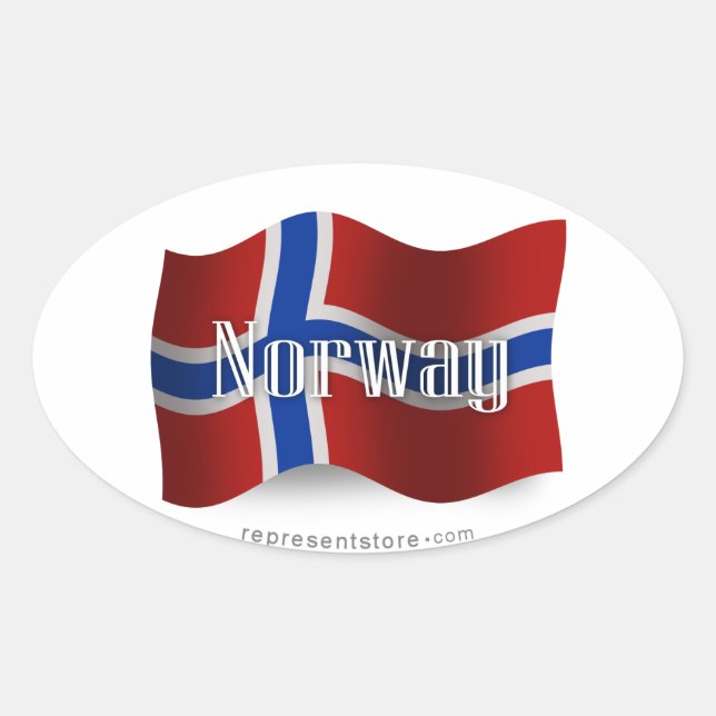 Norway Waving Flag Oval Sticker (Front)