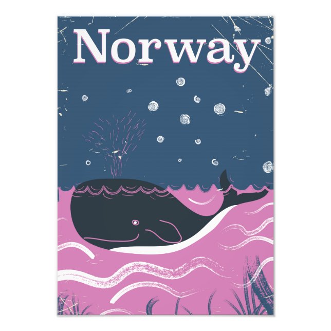 Norway whale vintage travel poster (Front)