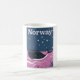 Norway whale vintage travel poster coffee mug