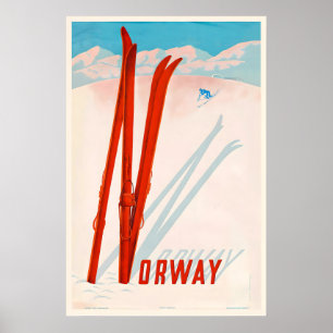 Norway Winter Sport Snow Vintage Ski Poster