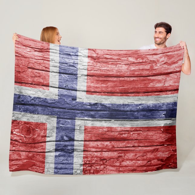 Norway wood flag fleece blanket (In Situ)