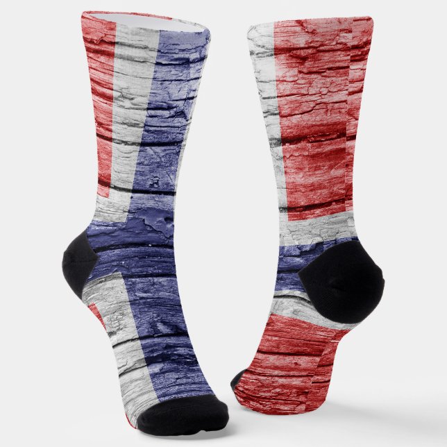 Norway wood flag socks (Angled)