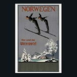 Norwegen Norway Vintage Poster 1930<br><div class="desc">Vintage travel poster from Norway. Norwegen. Land des Wintersports. Published in 1930. Please note that our posters are high quality reproductions based on professional, very high resolution scans off the originals. Our manual retouching process does not involve the use of filters that remove any original details or texture that you...</div>