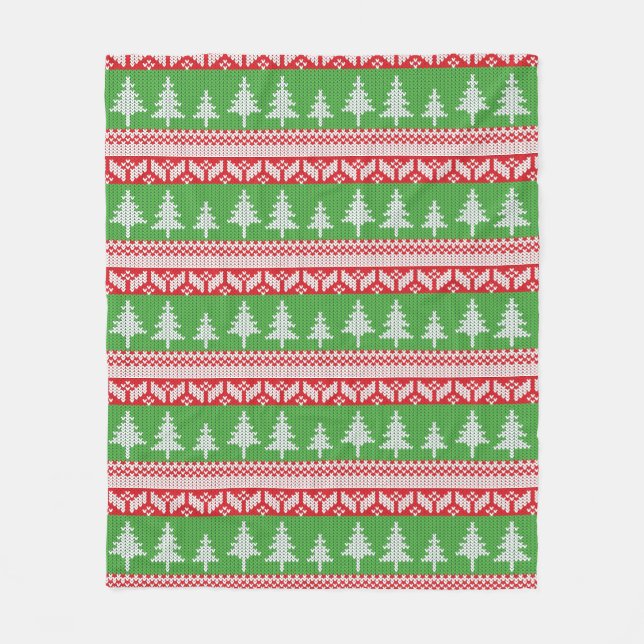 Norwegian Alpine Christmas Tree Pattern Fleece Blanket (Front)