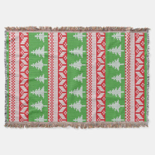 Norwegian Alpine Christmas Tree Pattern Throw Blanket