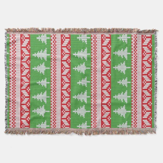 Norwegian Alpine Christmas Tree Pattern Throw Blanket (Front)