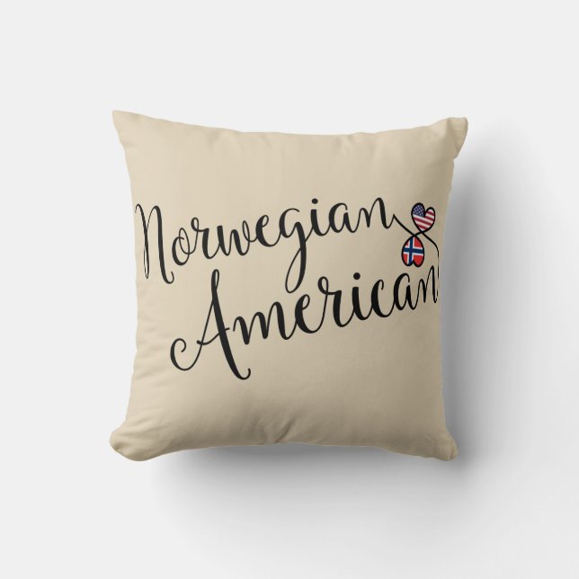 Norwegian American Entwined Hearts Throw Cushion (Front)