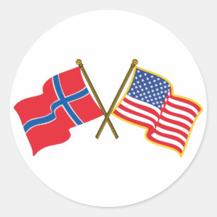 Norwegian American Flags Classic Round Sticker