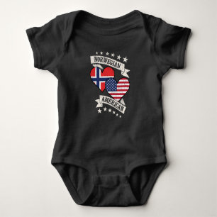 Norwegian American Heart Flags Norway America Baby Bodysuit