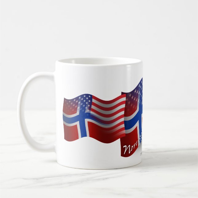 Norwegian-American Waving Flag Coffee Mug (Left)