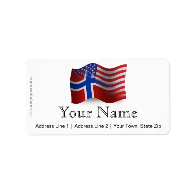 Norwegian-American Waving Flag Label (Front)